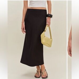 Reformation Layla linen Black Maxi Skirt